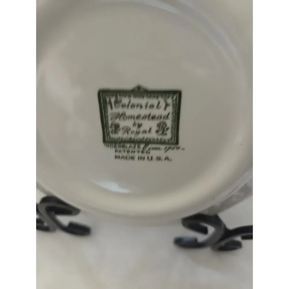 Vintage Royal China Colonial Homestead Green Underplate For Round Gravy Boat. 8